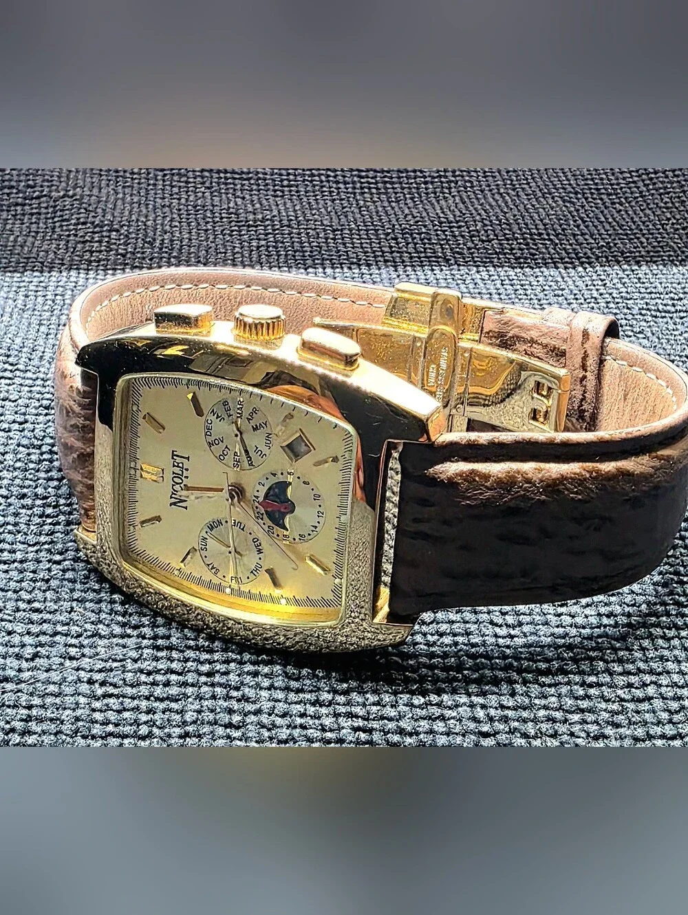 Nicolet 1886 Automatic Master Calendar Chronograph — 38mm Rose Gold Tonneau, Swi